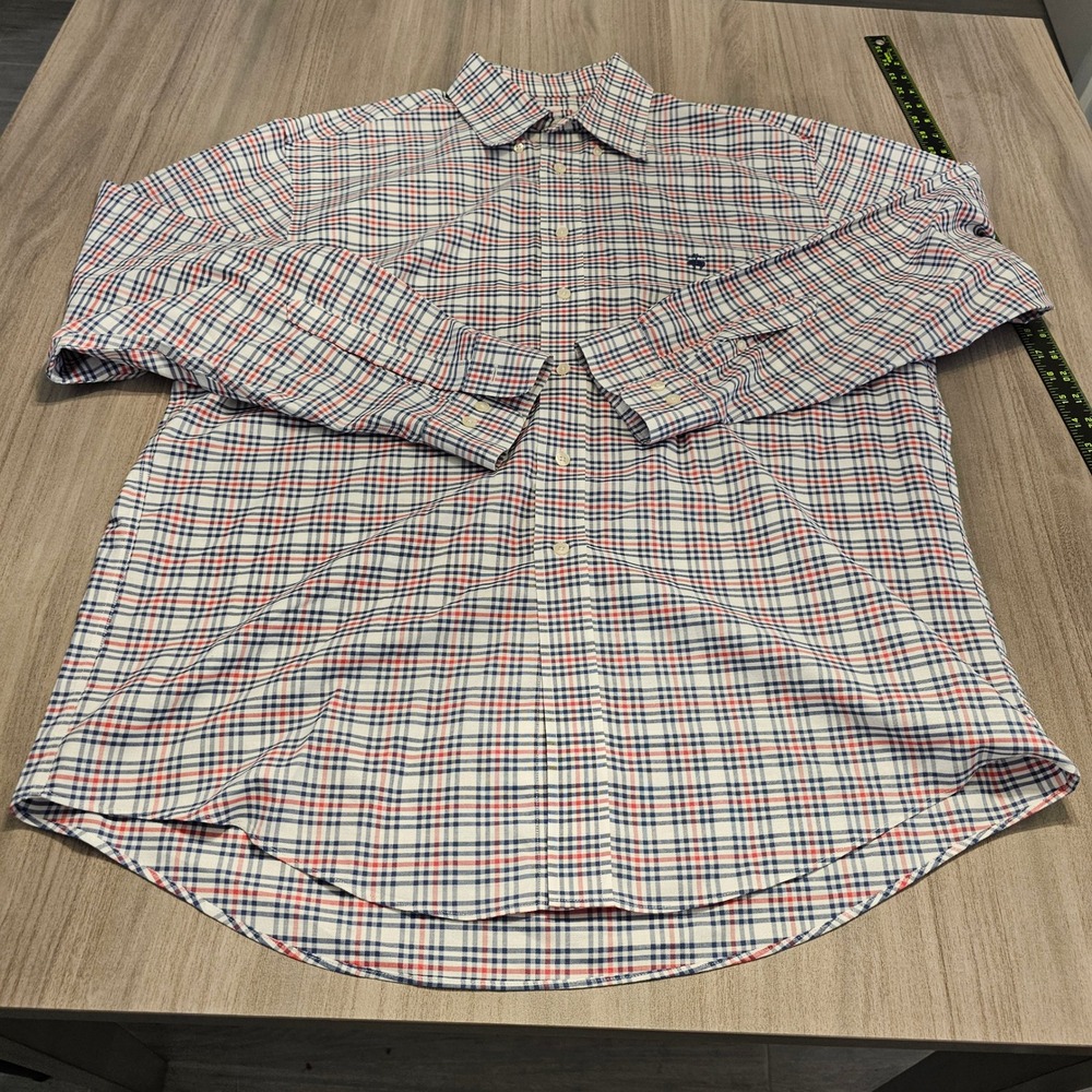 Brooks Brothers Madison Plaid Check Non-Iron 100% Supima Cotton Mens Shirt L - Picture 3 of 7